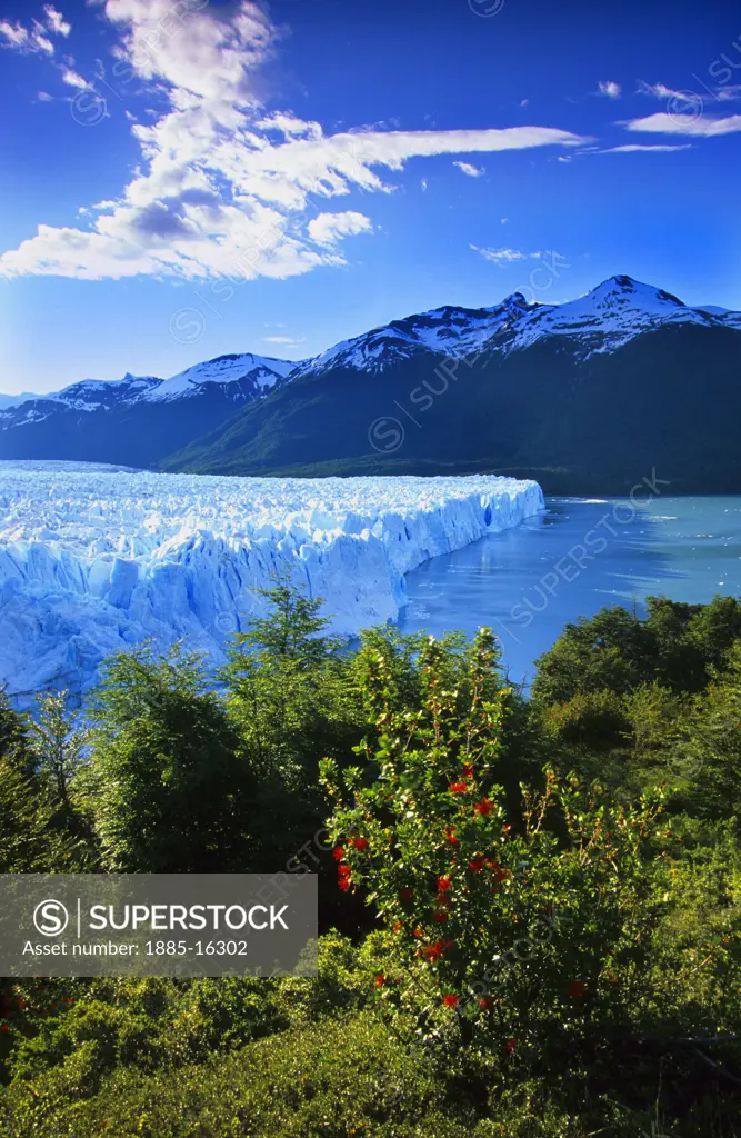 Argentina, , El Calafate - near, View of Perito Moreno glacier and mountains