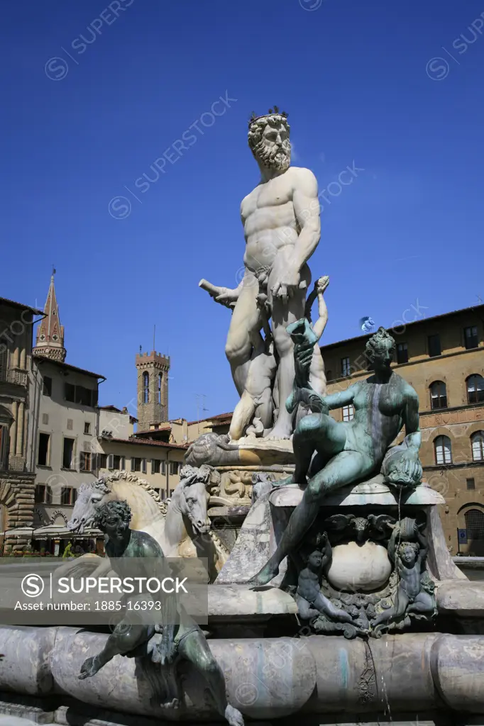 Italy, Tuscany, Florence, View of the Neptune Fountain