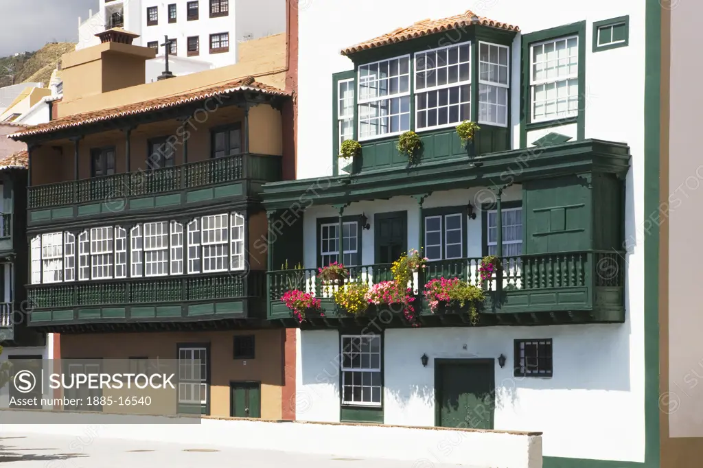 Canary Islands, La Palma, Santa Cruz, Houses on Avenida Maritima