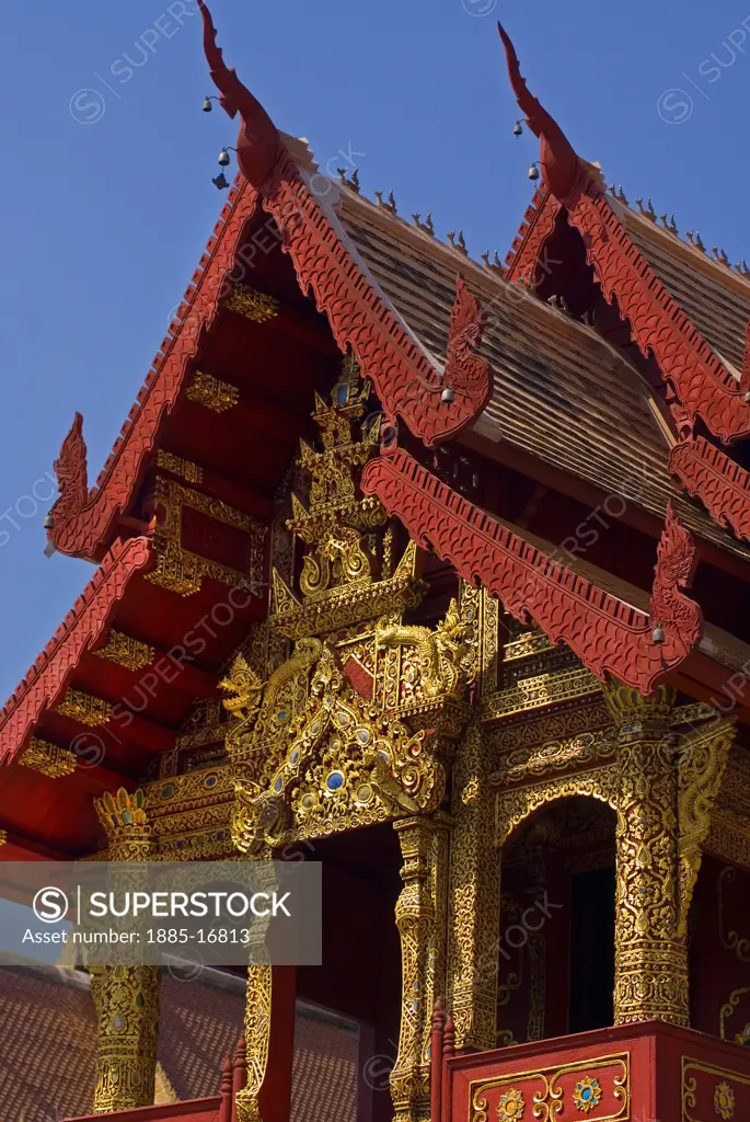 Thailand, , Chiang Mai, Wat Phra Singh - facade of temple