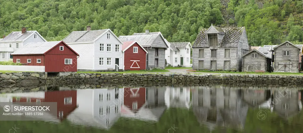 Norway, Sogn Og Fjordane, Laerdal, Old harbour of Laerdalsoyri