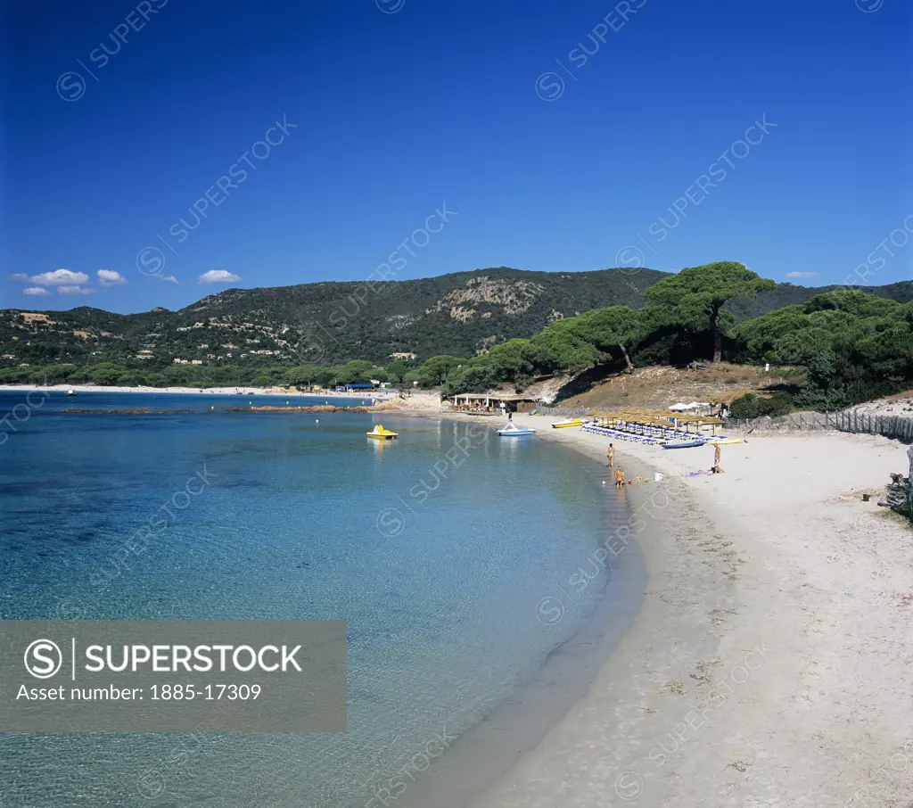 France, Corsica, Palombaggia, View along beach
