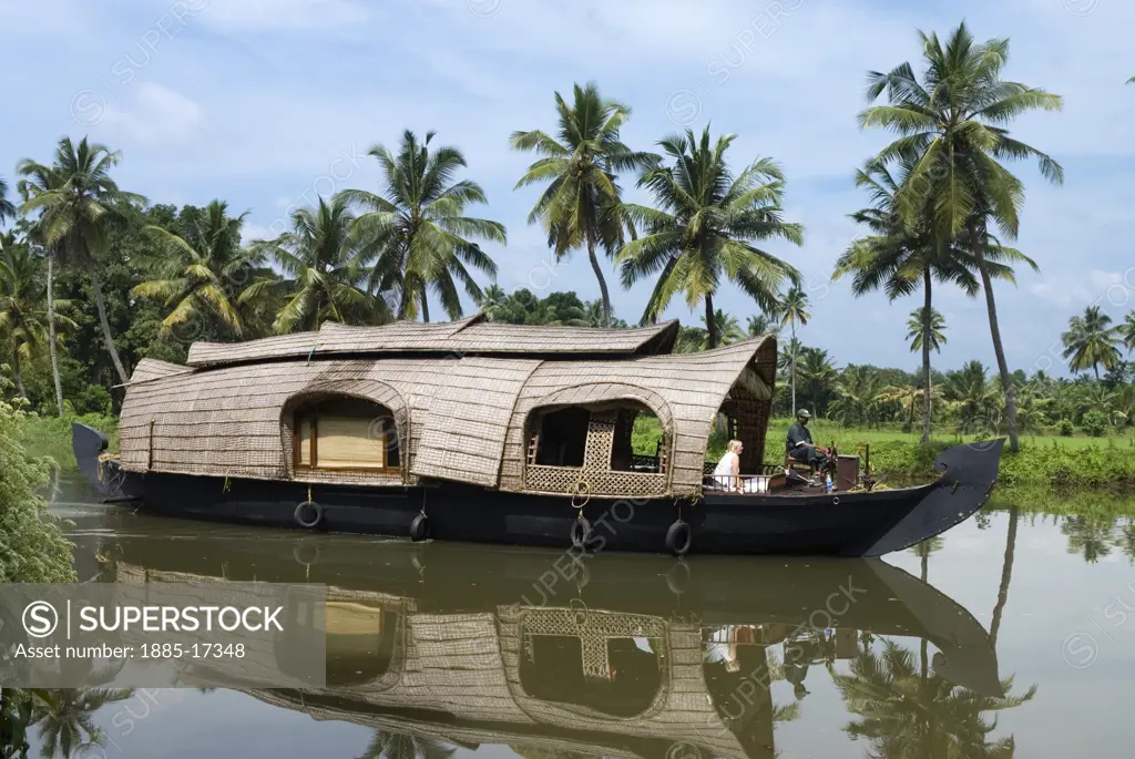 India, Kerala, Alappuzha - near, Houseboat on the Backwaters