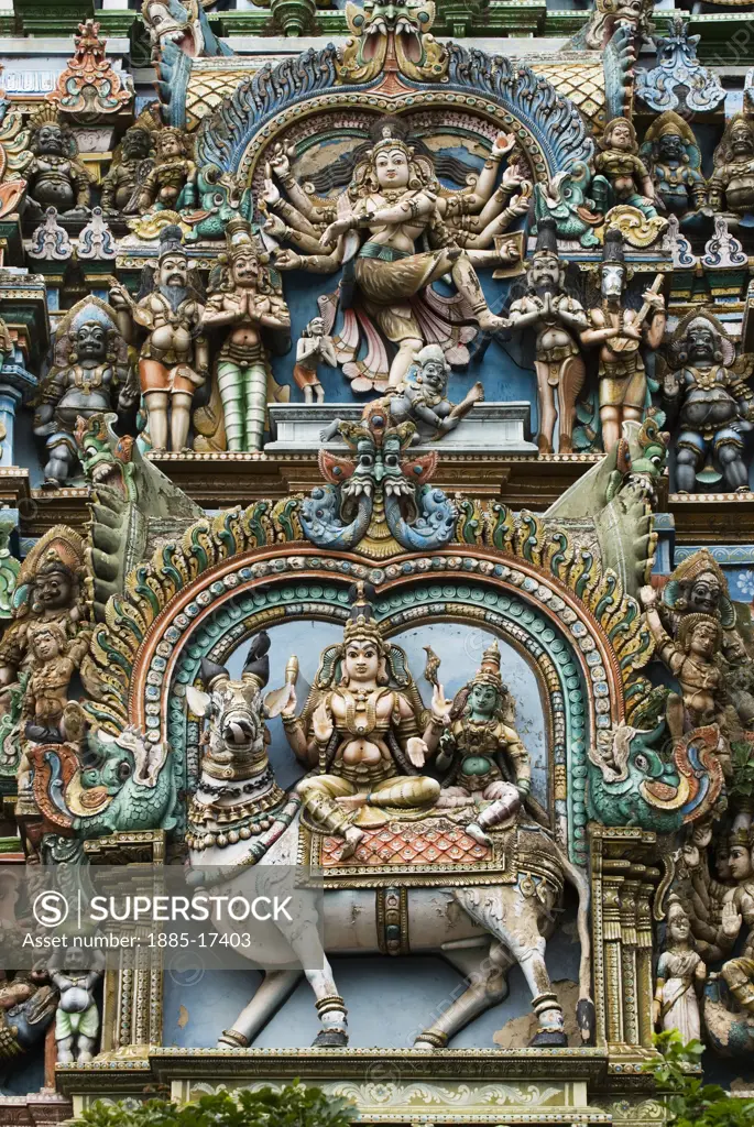 India, Tamil Nadu, Madurai, Sri Meenakshi Sundareshwara Temple - Hindu carvings