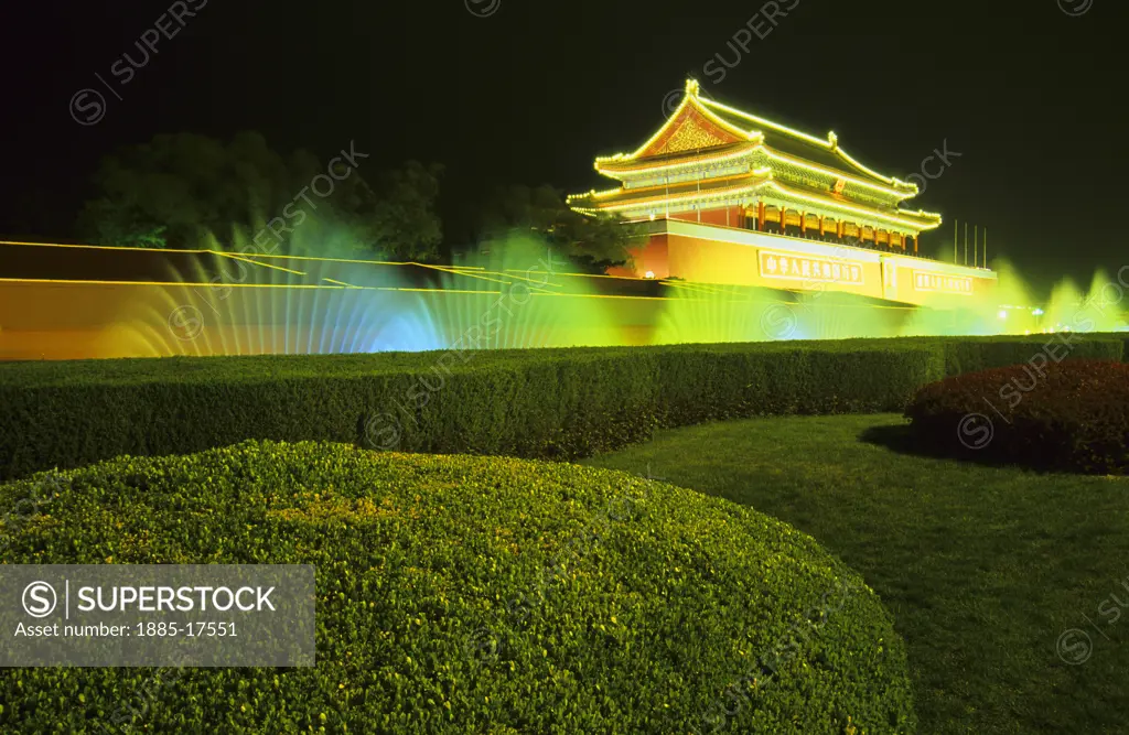 China, , Beijing, Tiananmen Gate at night