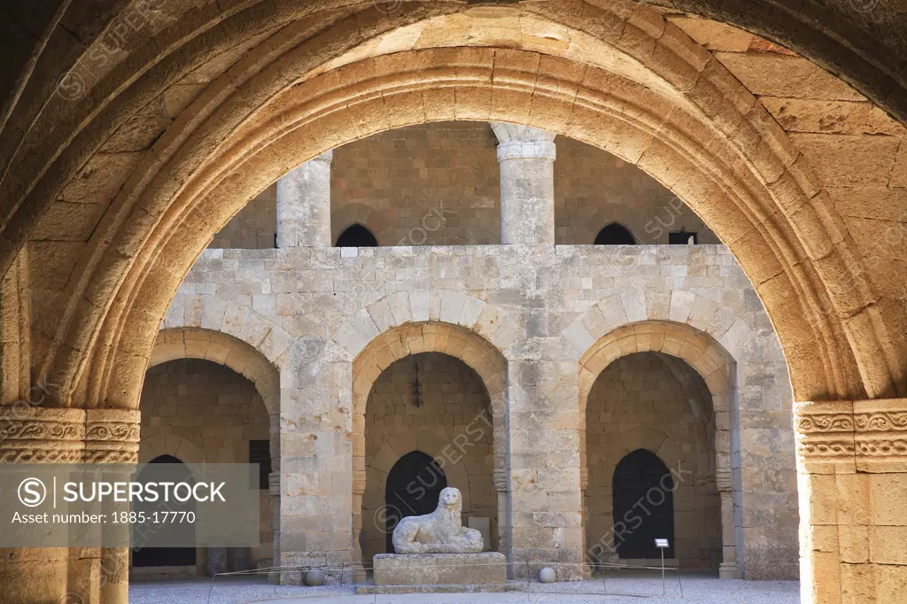Greek Islands, Rhodes Island, Rhodes Town, Palace of the Grand Masters - archway detail