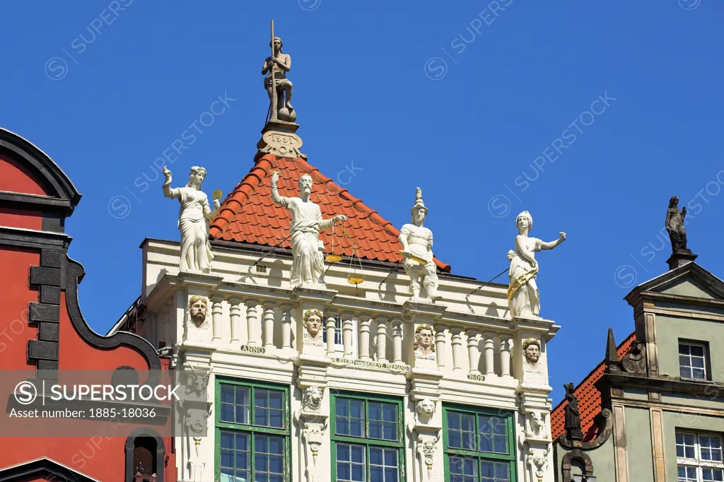 Poland, , Gdansk, Roof detail in the Old Town