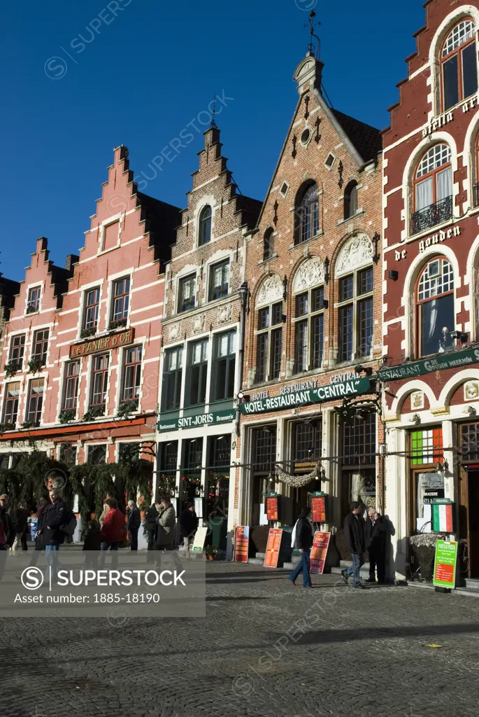 Belgium, Flanders, Bruges, Gabled buildings in the Market Square