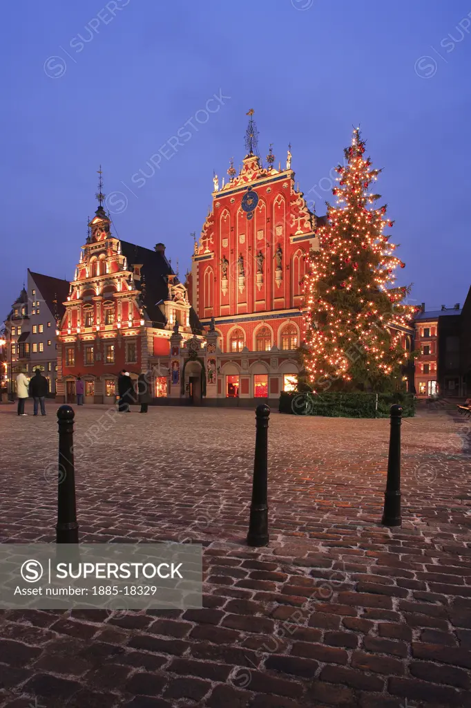 Latvia, , Riga, House of Blackheads with Christmas Tree