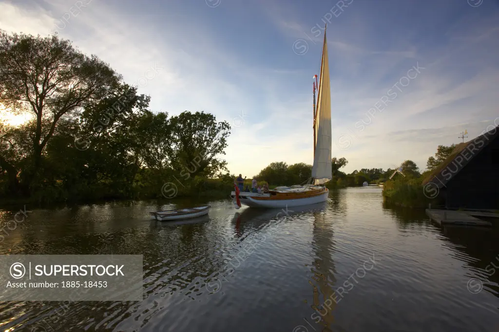 UK - England, Norfolk, How Hill, White Moth - a Norfolk Wherry on the River Ant