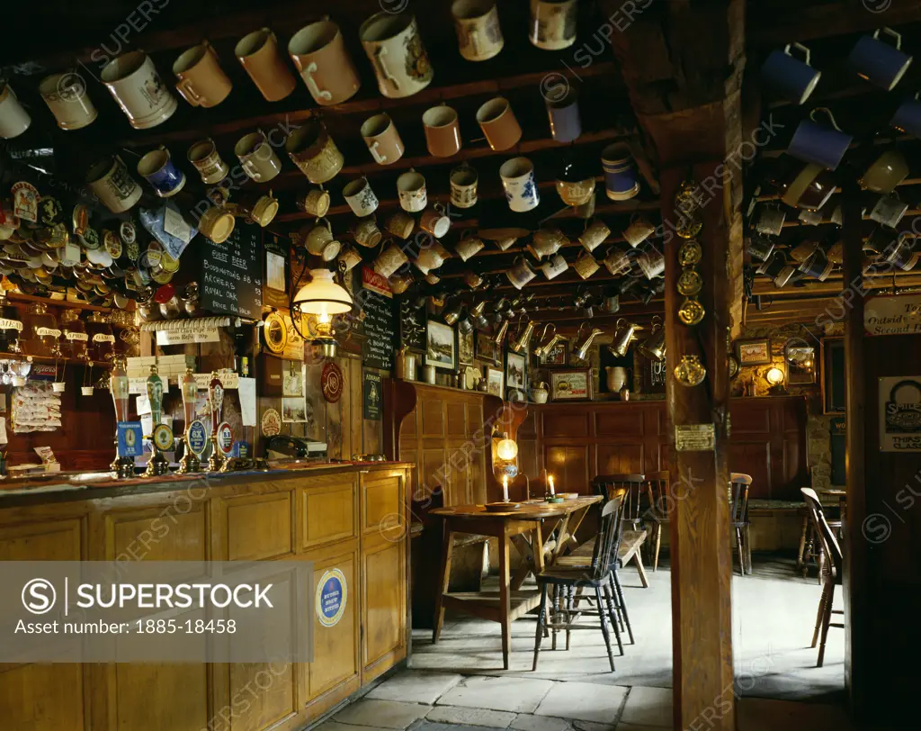 UK - England, Gloucestershire, Great Tew, The Falkland Arms pub - interior