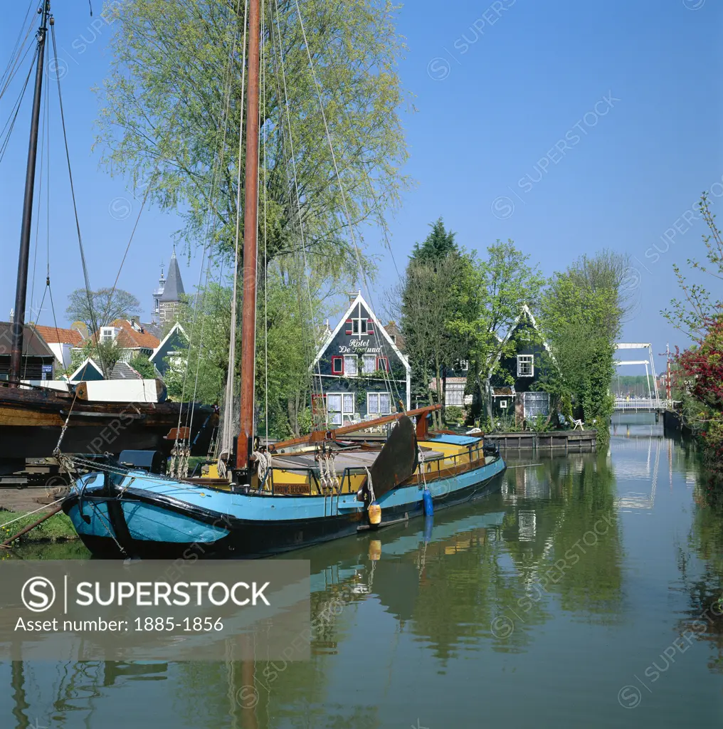 Netherlands, Noord Holland Province, Edam, Canal Scene