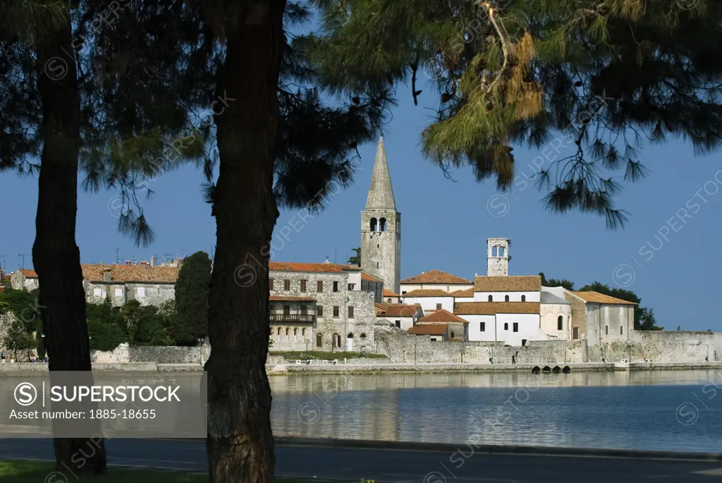 Croatia, Istria, Porec, View of the old town and the Basilica of Euphrasius