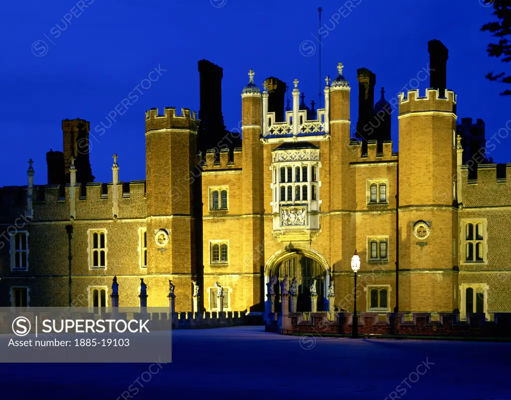 UK - England, Surrey, Hampton Court, Historic Houses - Hampton Court Palace at night