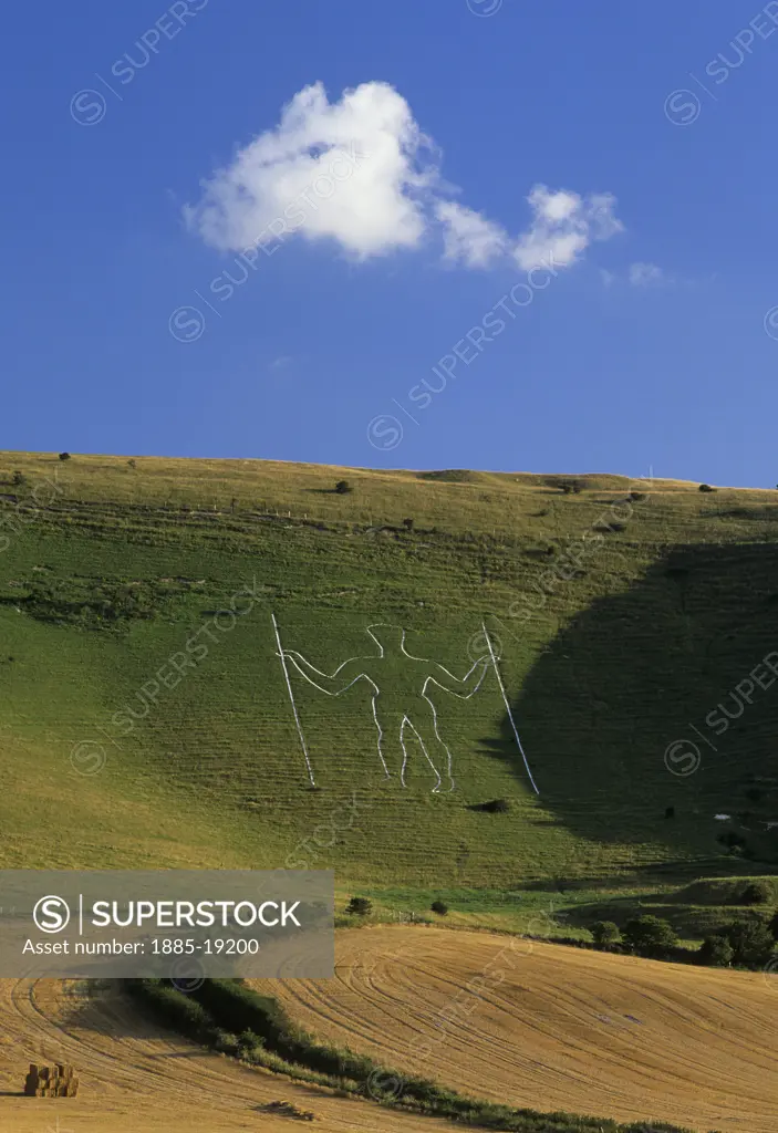 UK - England, East Sussex, Eastbourne - near, Windover Hill - The Long Man of Wilmington chalk figure