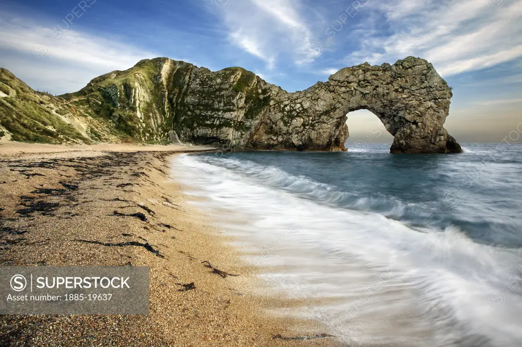 UK - England, Dorset, Durdle Door, View along shingle beach