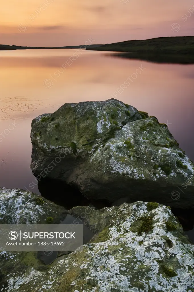UK - Northern Ireland, County Tyrone, Lough Mallon, View of the lough at dusk