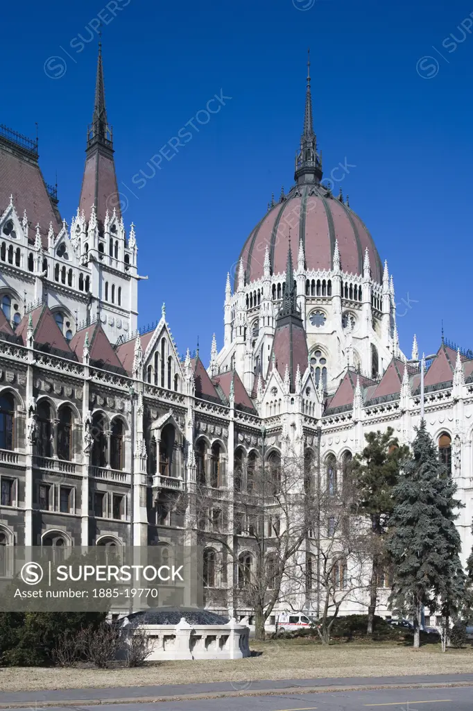 Hungary, , Budapest, Parliament building - rear view