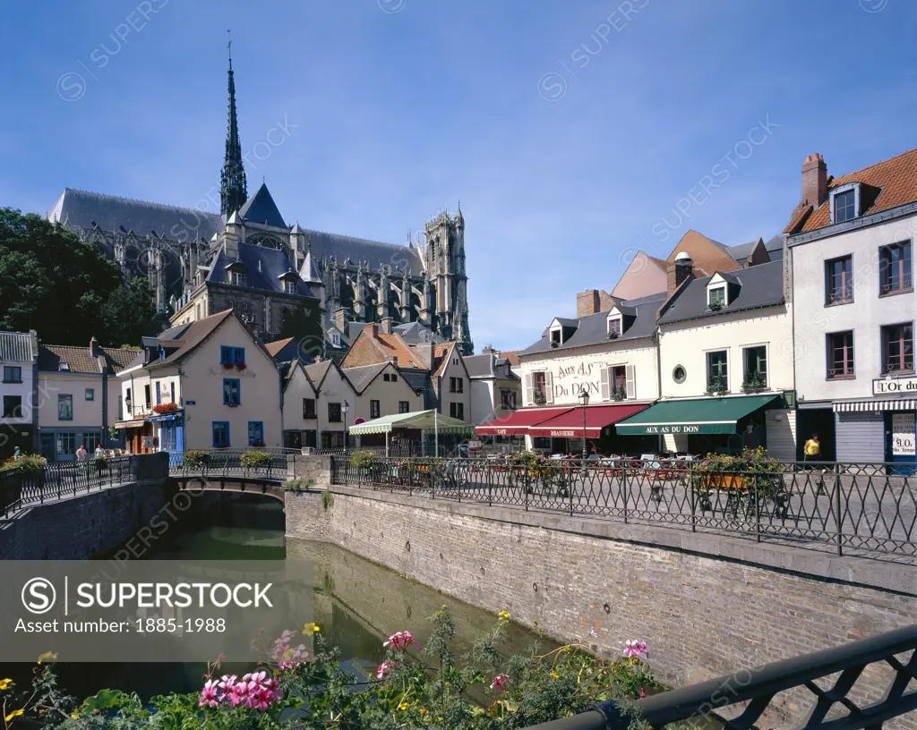 France, Picardy, Amiens, Cathedral and Restaurants