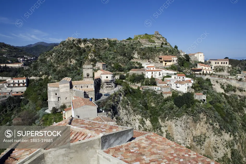 Italy, Sicily, Savoca, View over village used in The Godfather film