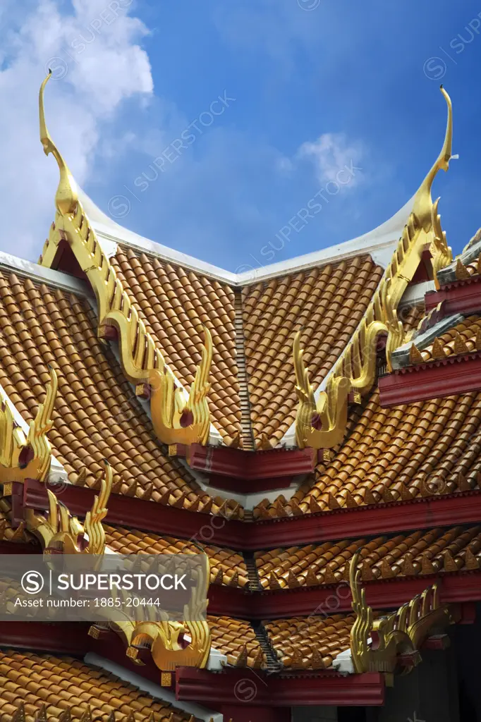 Thailand, , Bangkok, Wat Benchamabophit - roof detail
