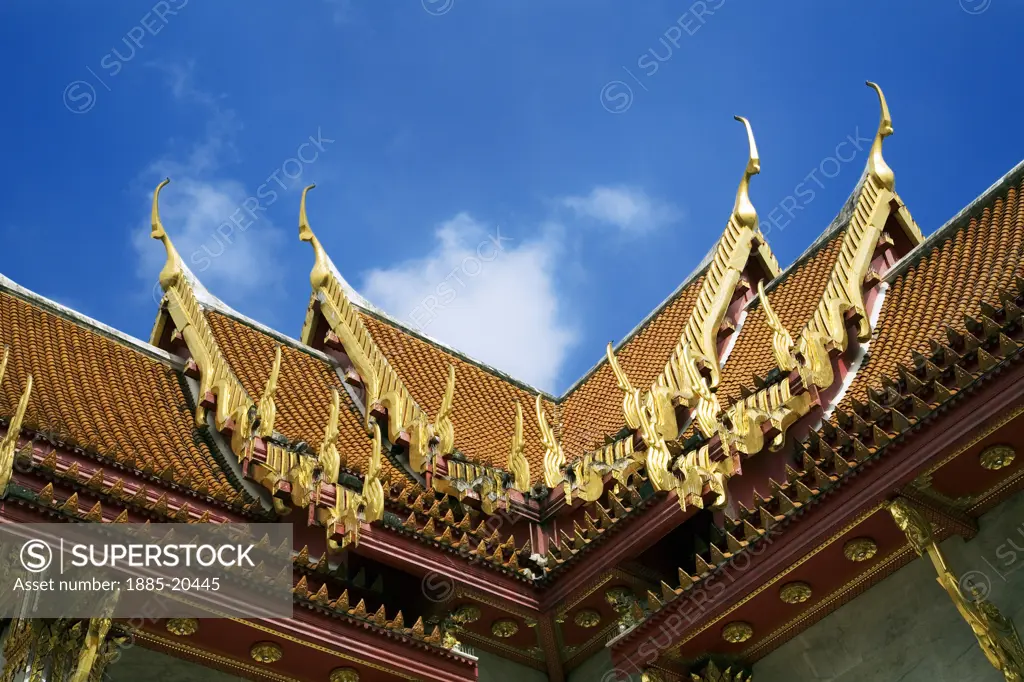 Thailand, , Bangkok, Wat Benchamabophit - roof detail