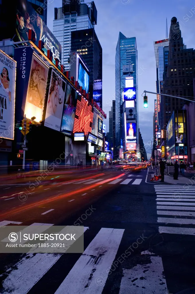 USA, New York, New York City, Times Square at night