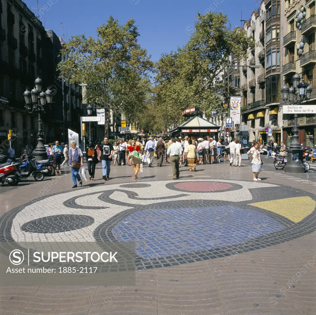 Spain, Catalunya, Barcelona, La Rambla - Miro Pavement