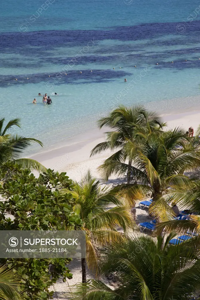 Caribbean, Jamaica, Ocho Rios, View over St Anns Bay and beach