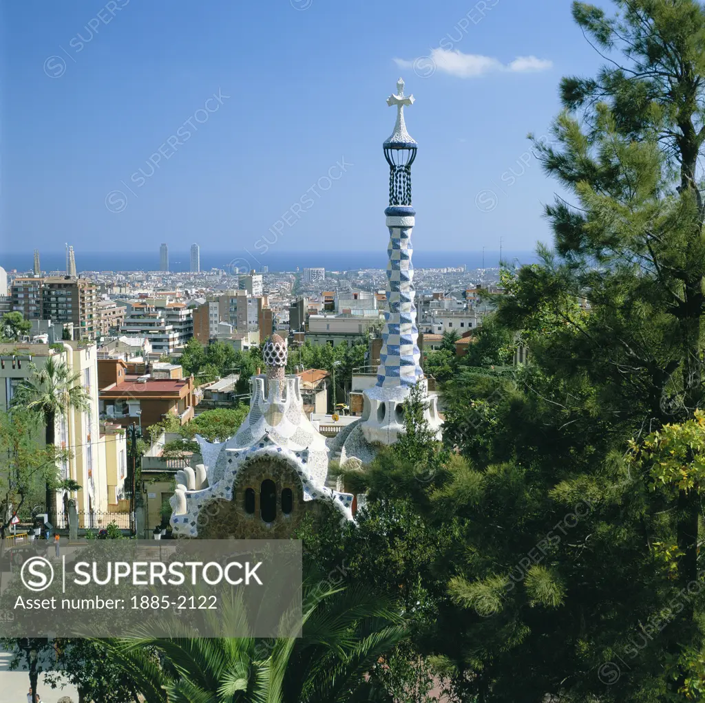 Spain, Catalunya, Barcelona, View over Parc Guell