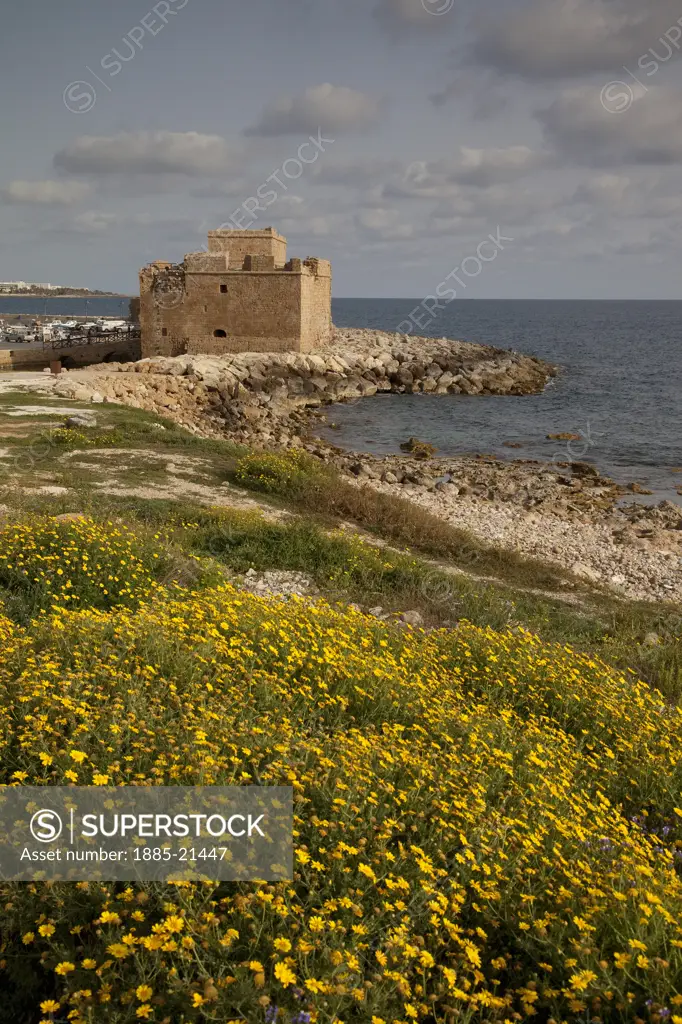 Cyprus, Kato Paphos, Paphos, Castle & Flowers