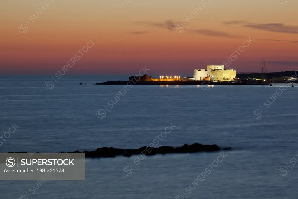 Cyprus, South Cyprus, Paphos, Castle at sunset