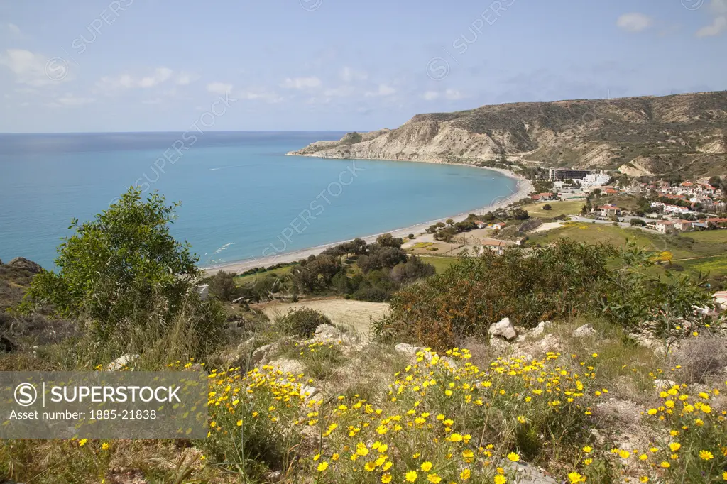 Cyprus, Paphos, Paphos, Cyprus, Pissouri, View of Pissouri Bay
