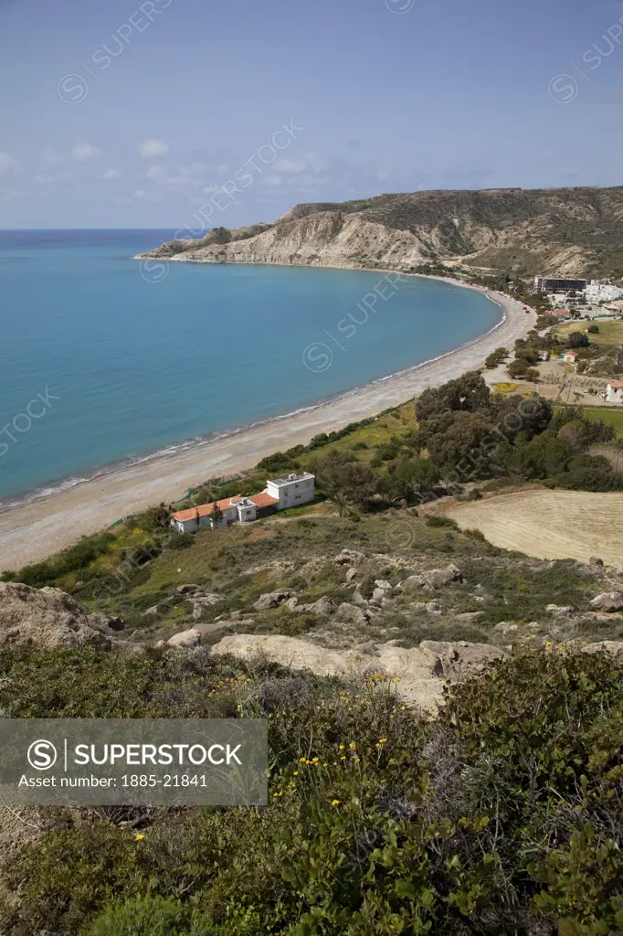Cyprus, Paphos, Paphos, Cyprus; Pissouri; View of Pissouri Bay