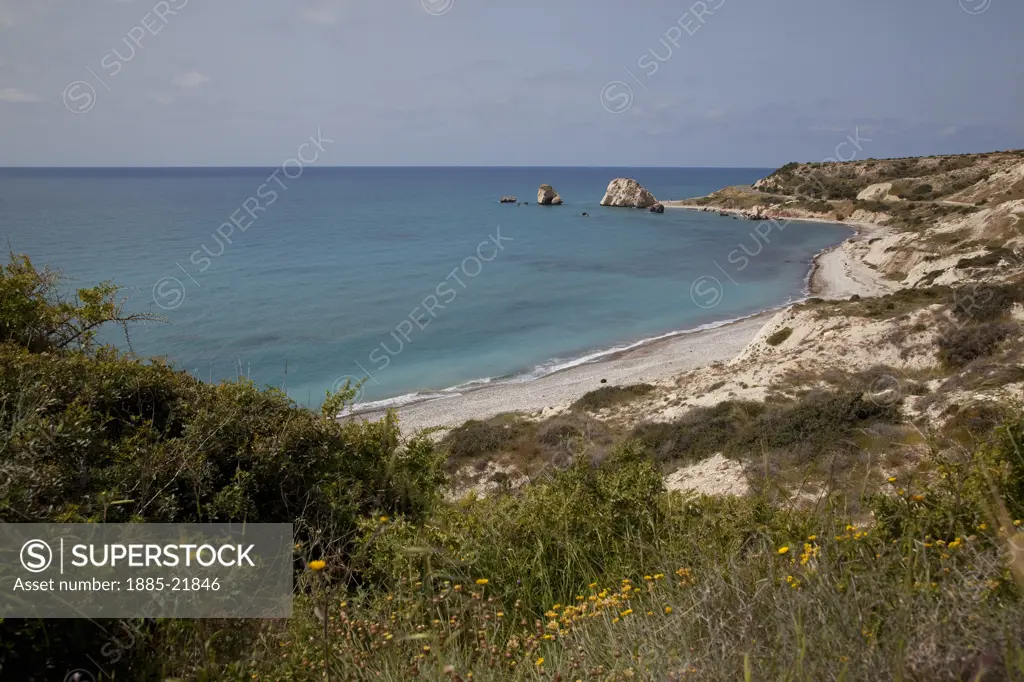 Cyprus, Paphos, Paphos, Cyprus, Aphrodites Rock, Coastal View;