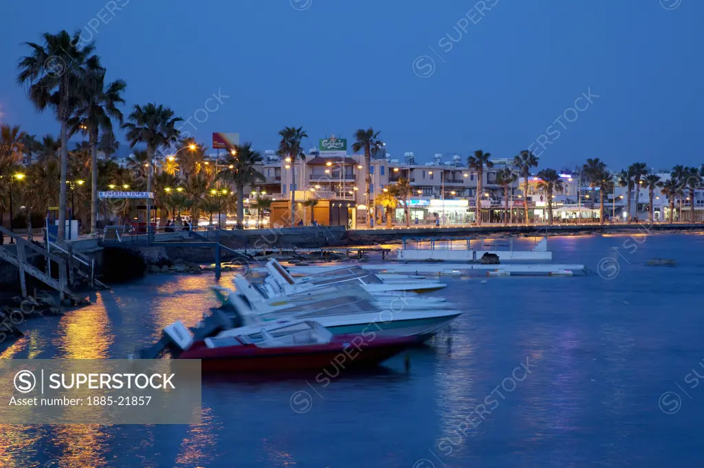 Cyprus, South Cyprus, Paphos, Cyprus, Paphos, Promenade at Night