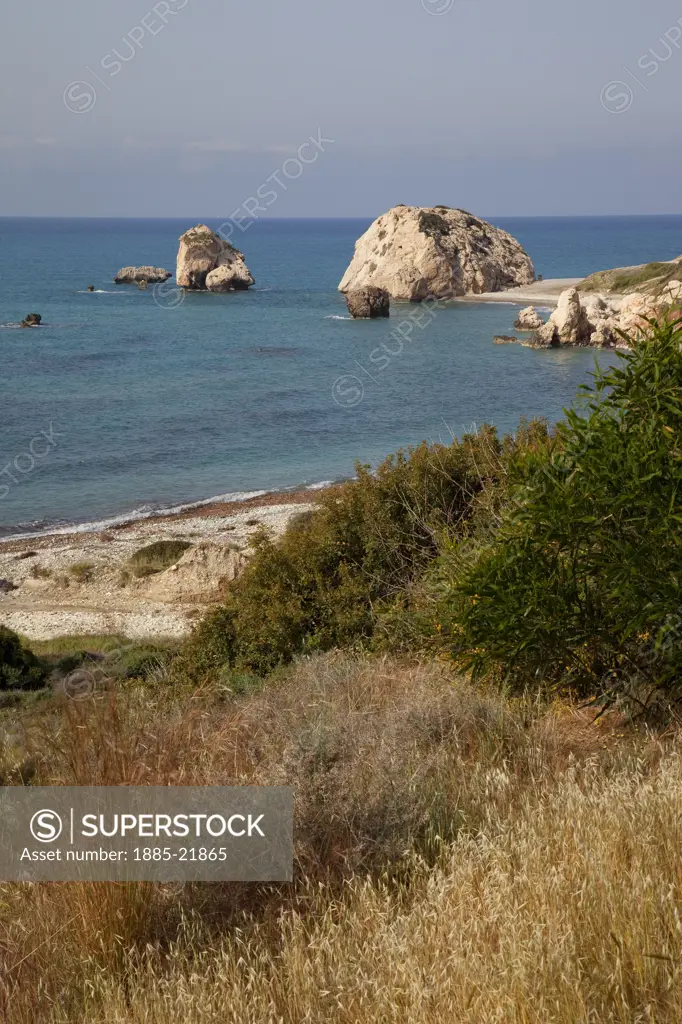 Cyprus, South Cyprus, Paphos, Cyprus; Aphrodites Rock; Coastal View;