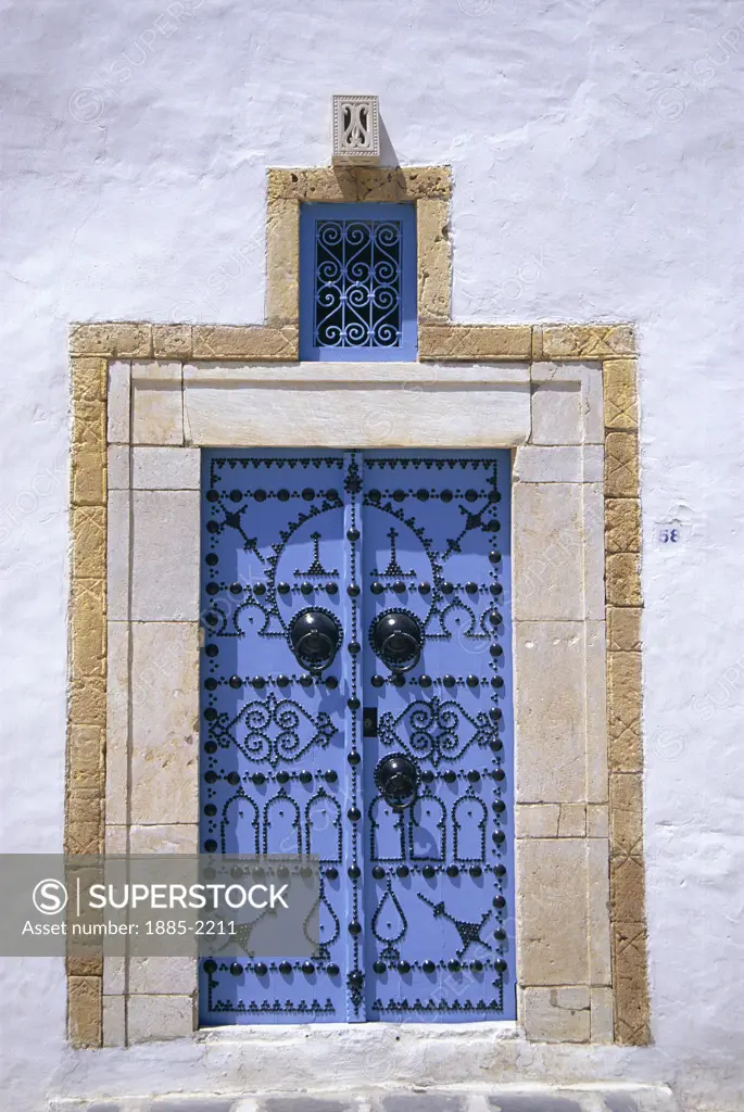 Tunisia, Tunis, Sid Bou Said, Traditional Door