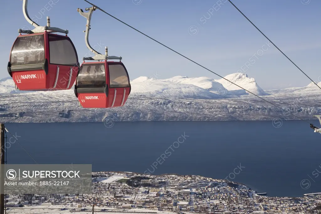 Norway, Nordland, Narvik, Cable Cars & Ofotfjord