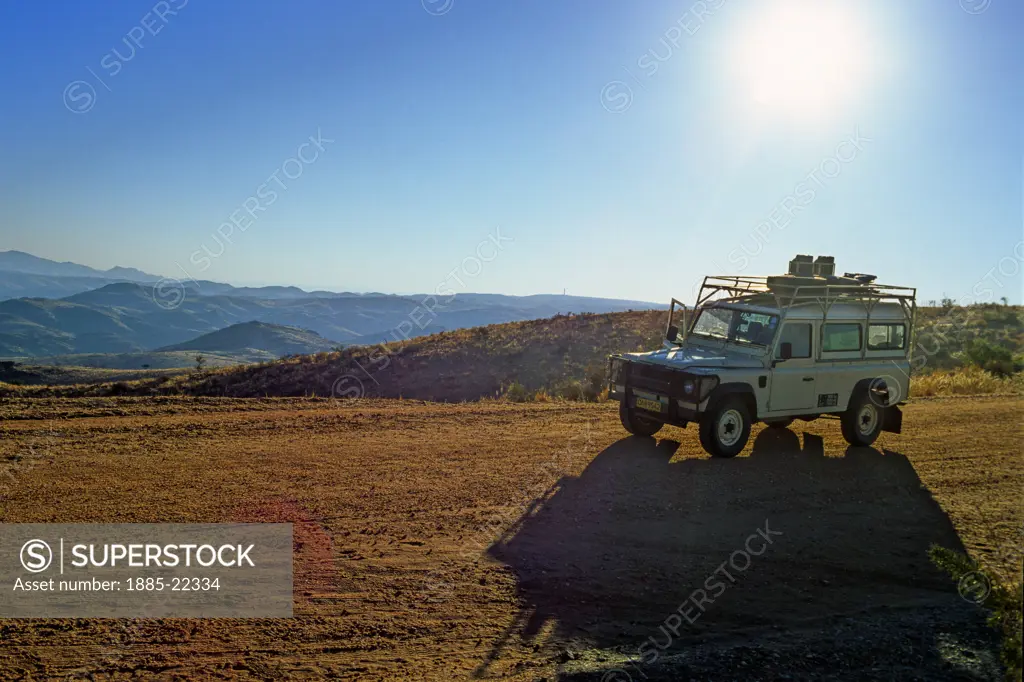 South Africa, Land Rover on road viewpoint