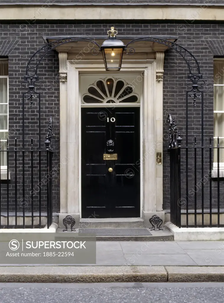 UK - England, London, 10 Downing Street door to official residence of the Prime Minister