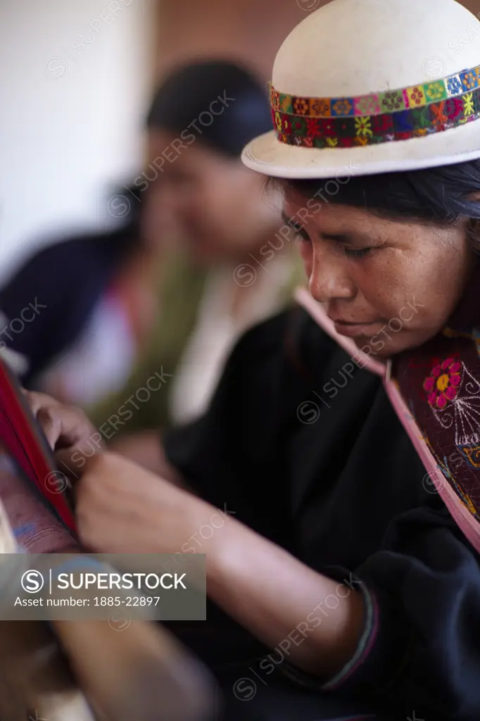 Bolivia, Sucre, A woman at a weaving school in sucre