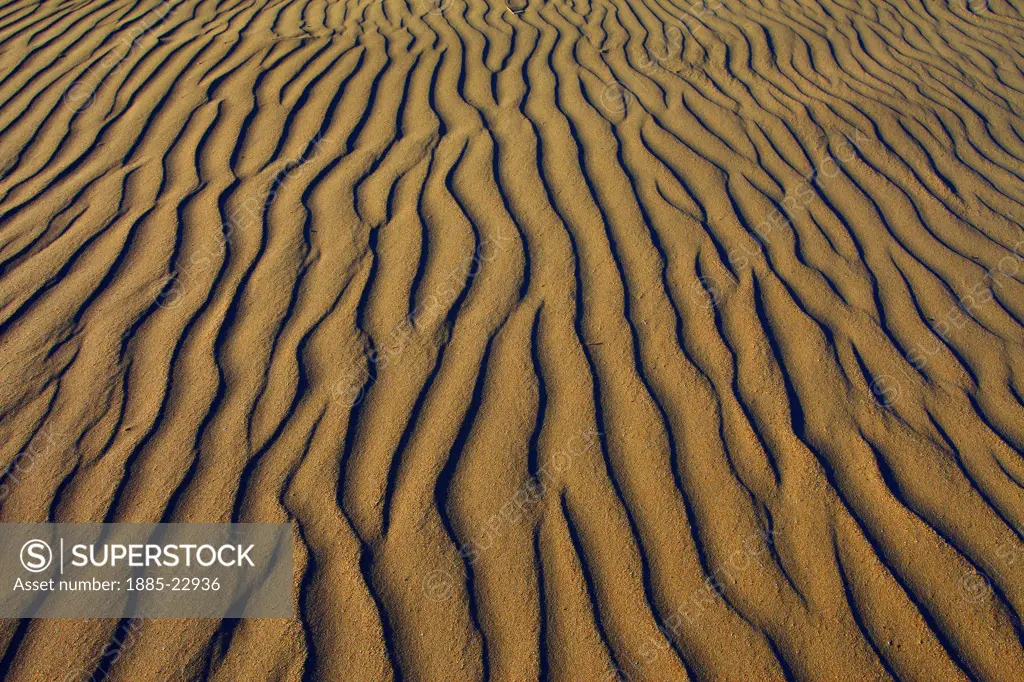 UK - Wales, Anglesey, Newborough Warren, Sand patterns at newborough warren beach