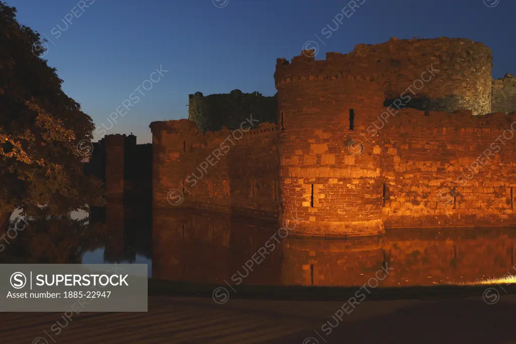 UK - Wales, Anglesey, Beaumaris, Beaumaris castle at dusk