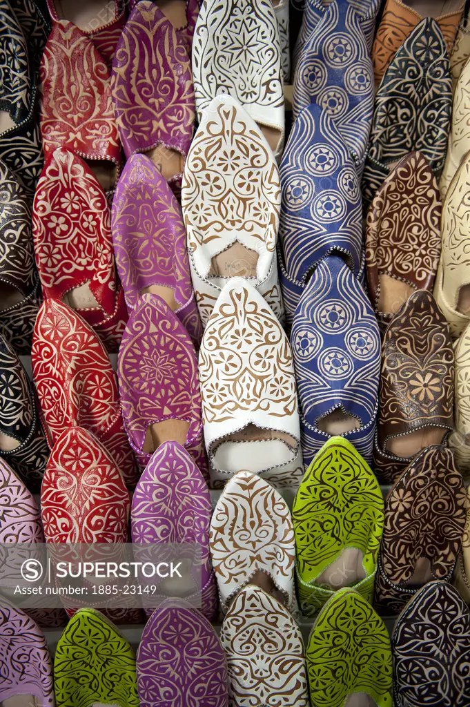 Morocco, Marrakech, Leather Slippers Marrakech
