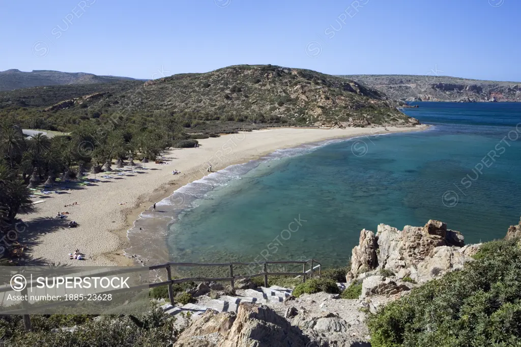 Greek Islands, Crete, Vai, View over beach on east coast