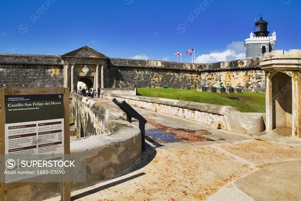 Caribbean, Puerto Rico, San Juan, Entrance to El Morro fort