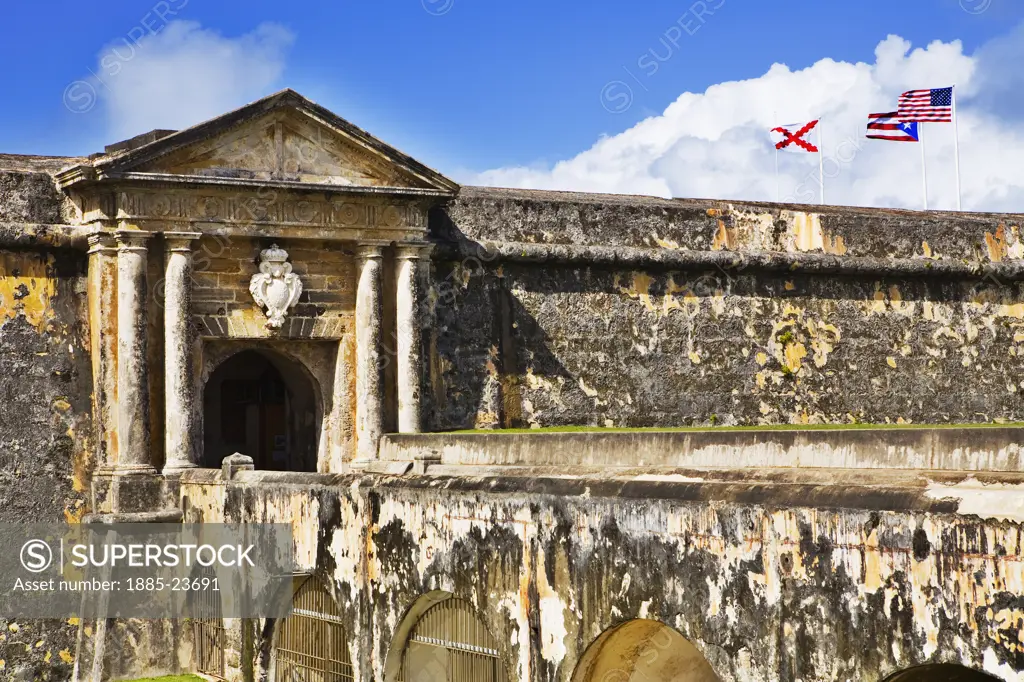 Caribbean, Puerto Rico, San Juan, Entrance to El Morro fort