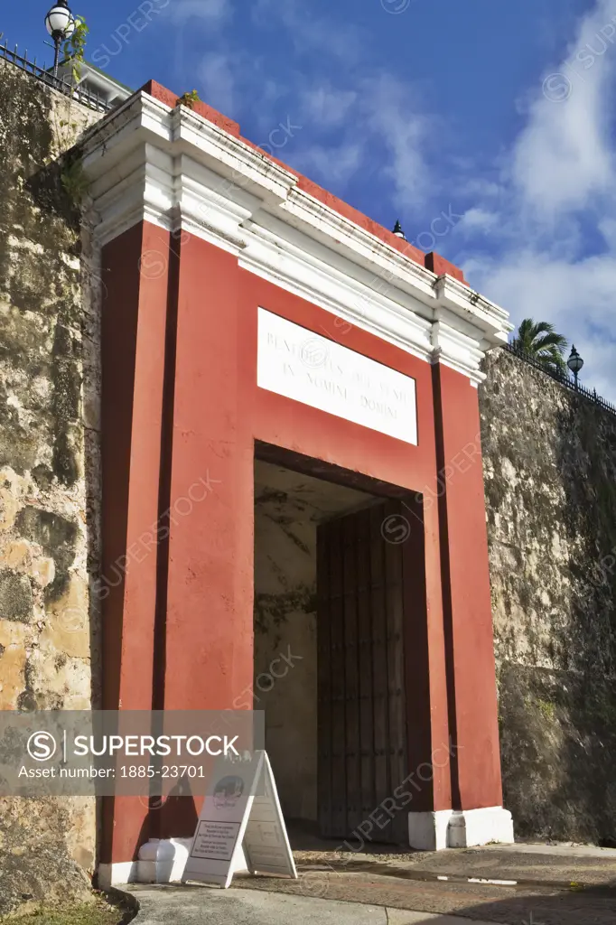 Caribbean, Puerto Rico, San Juan, San Juan Gate in the old city walls