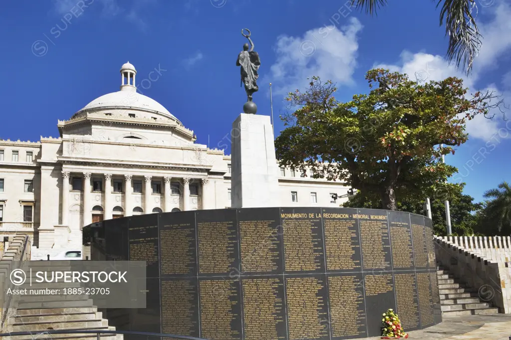 Caribbean, Puerto Rico, San Juan, Capitol Building and Memorial Monument
